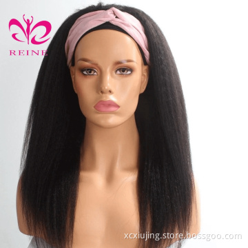 Wholesale Headband Wig Human Hair For Black Women,Remy Human Hair Headband Wig, Kinky straight double drawn human hair wigs